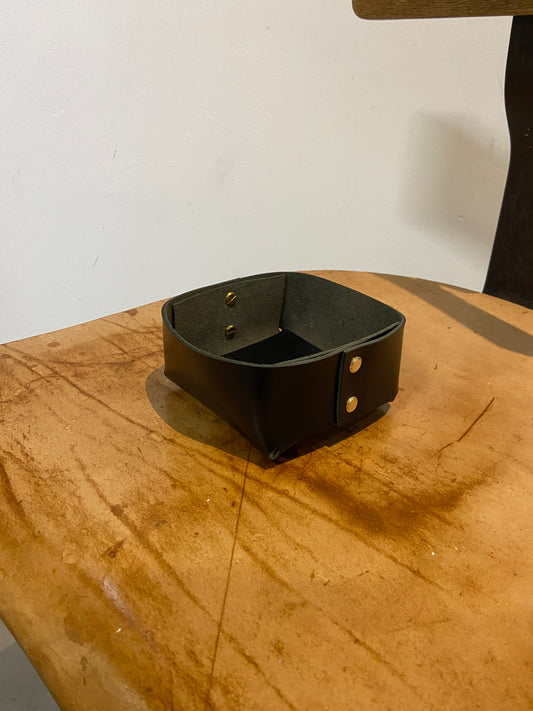 Brass rivet leather catch-all tray