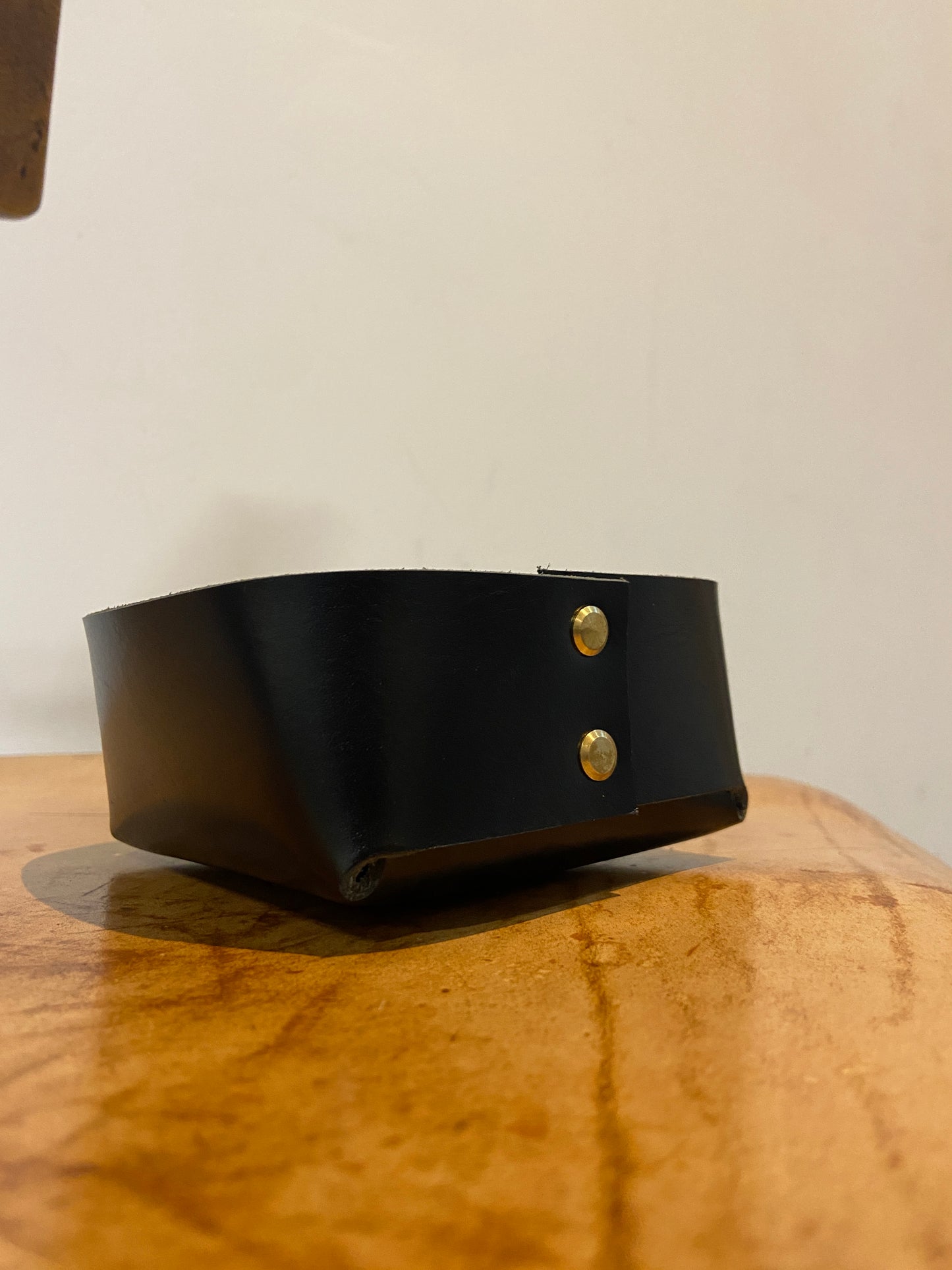 Brass rivet leather catch-all tray